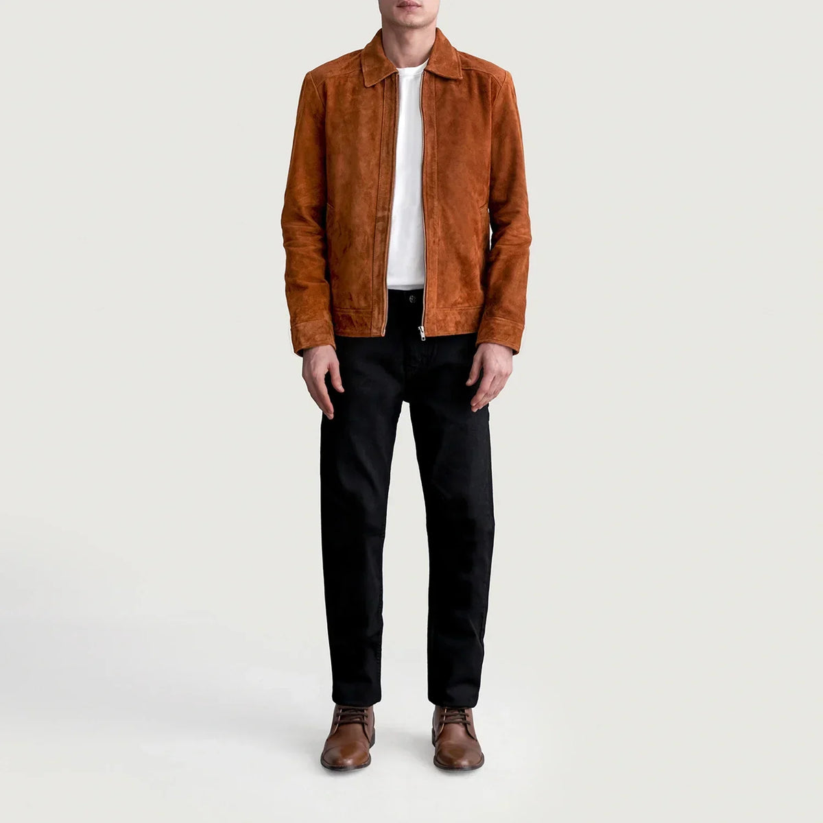 Inferno Brown Suede Leather Jacket - men's jacket in brown suede leather, view 4