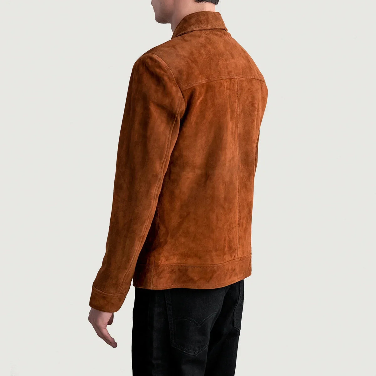 Inferno Brown Suede Leather Jacket - men's jacket in brown suede leather, view 6