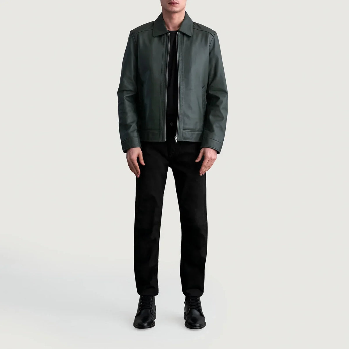 Inferno Green Leather Jacket - men's jacket in green premium leather, view 4