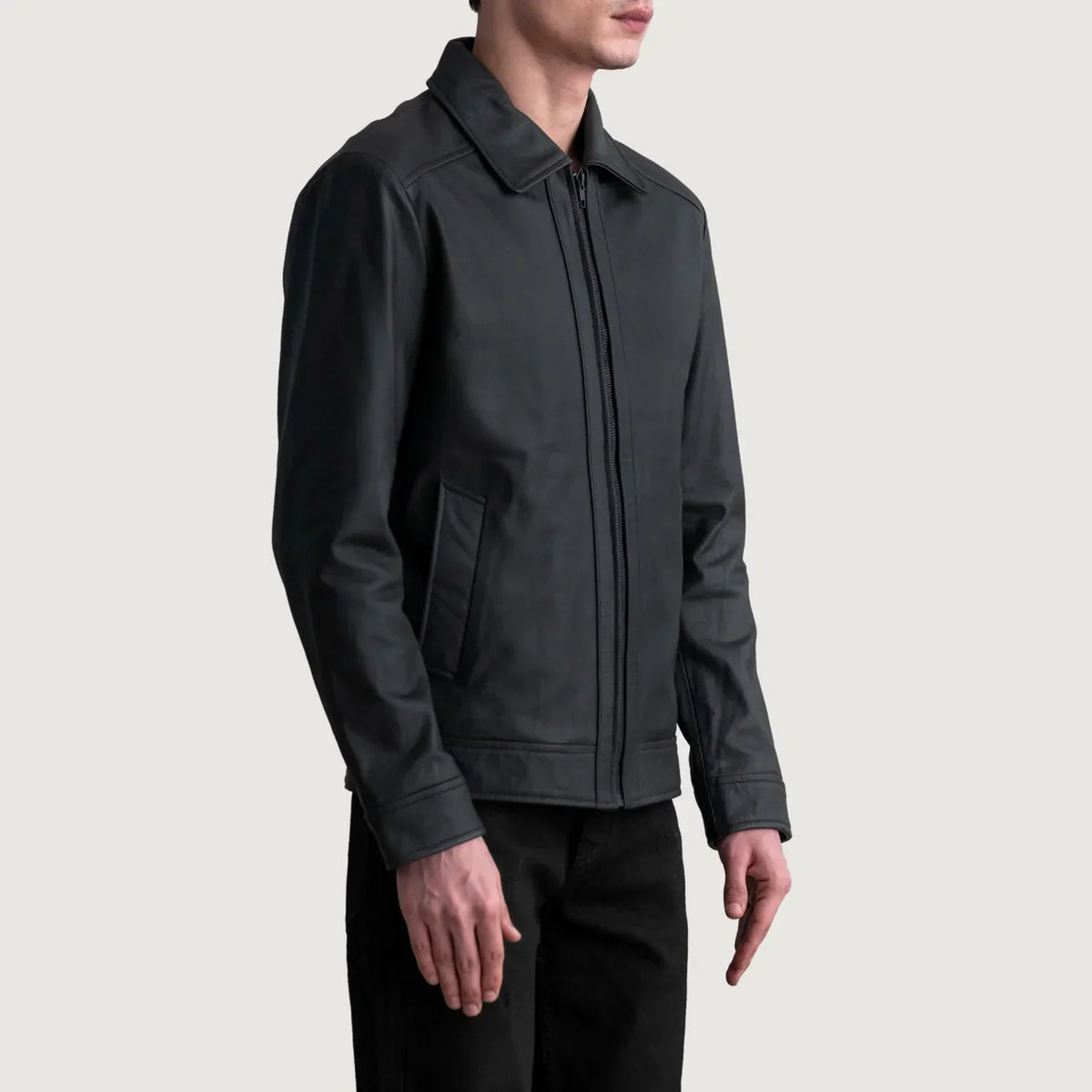 Inferno Matte Black Leather Jacket - men's jacket in black premium leather, view 2