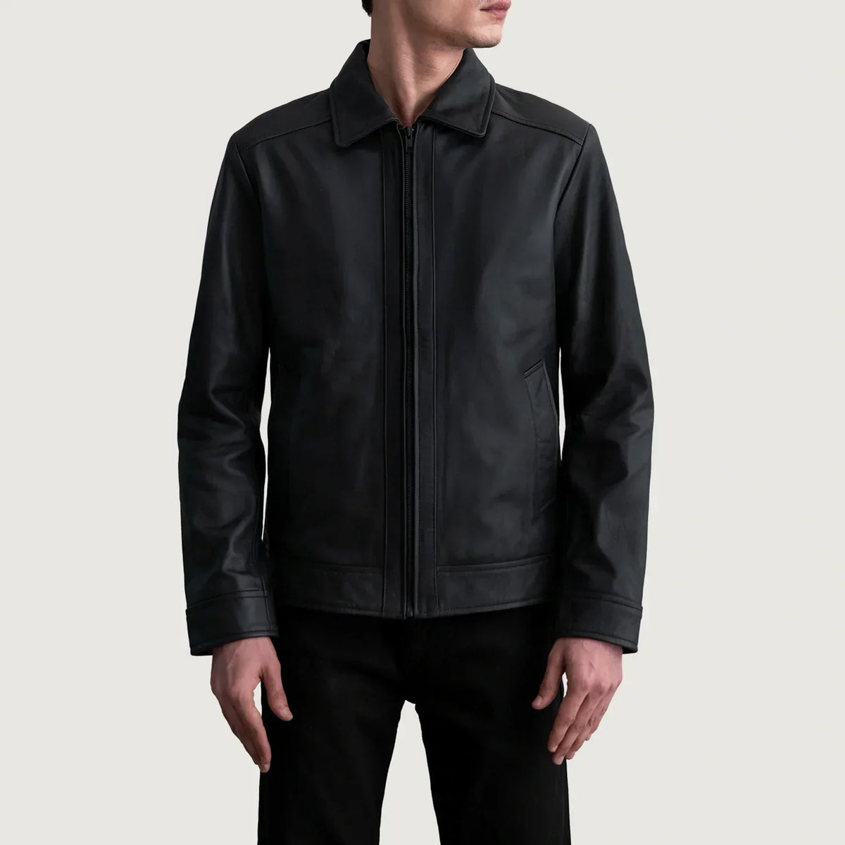 Inferno Matte Black Leather Jacket - men's jacket in black premium leather, view 3