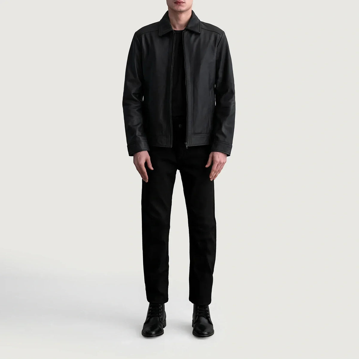 Inferno Matte Black Leather Jacket - men's jacket in black premium leather, view 4