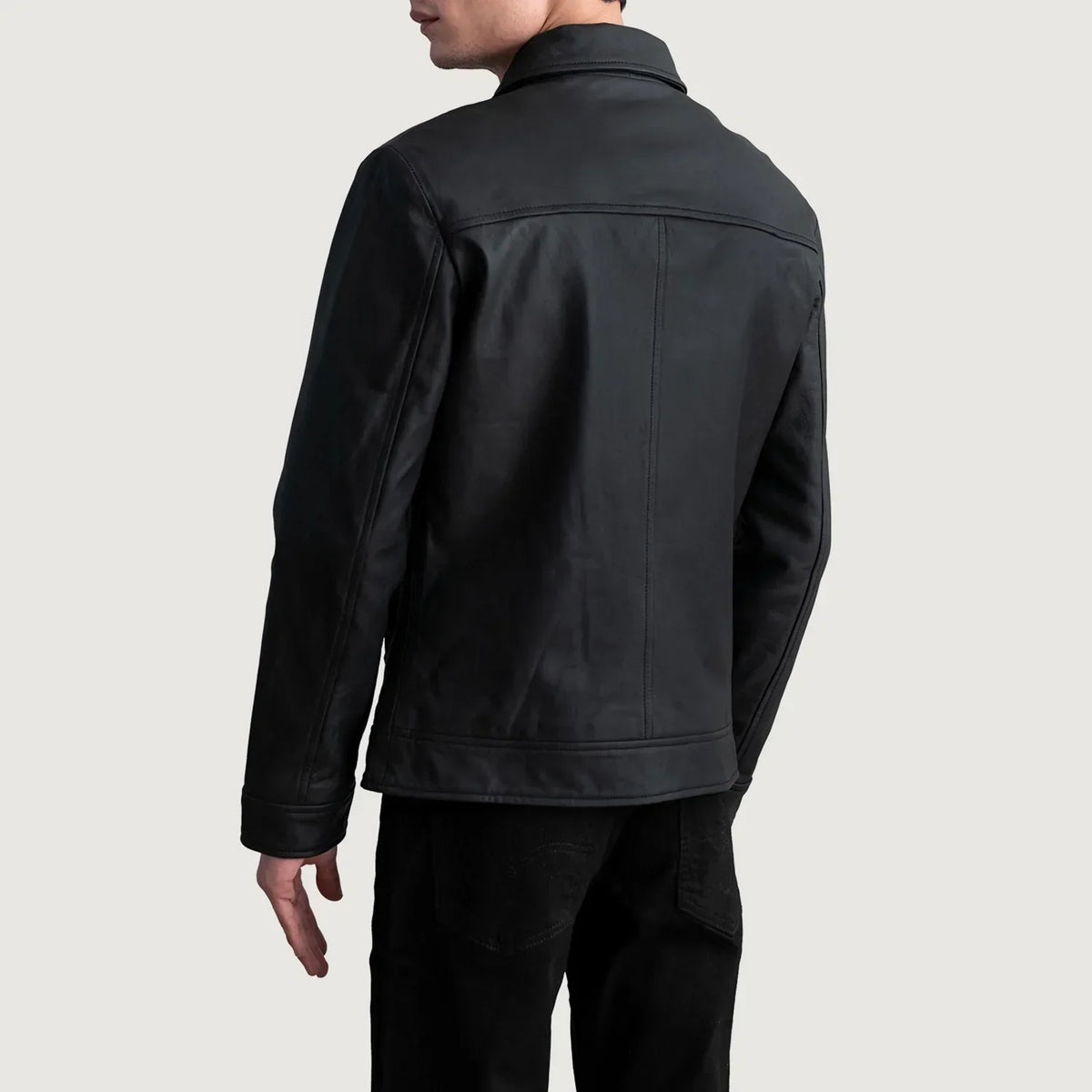 Inferno Matte Black Leather Jacket - men's jacket in black premium leather, view 6