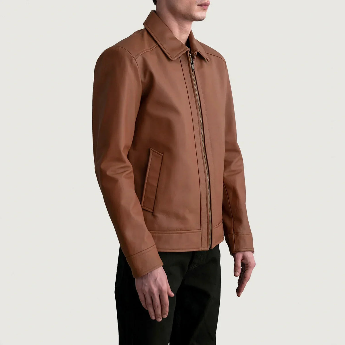 Inferno Matte Brown Leather Jacket - men's jacket in brown premium leather, view 2
