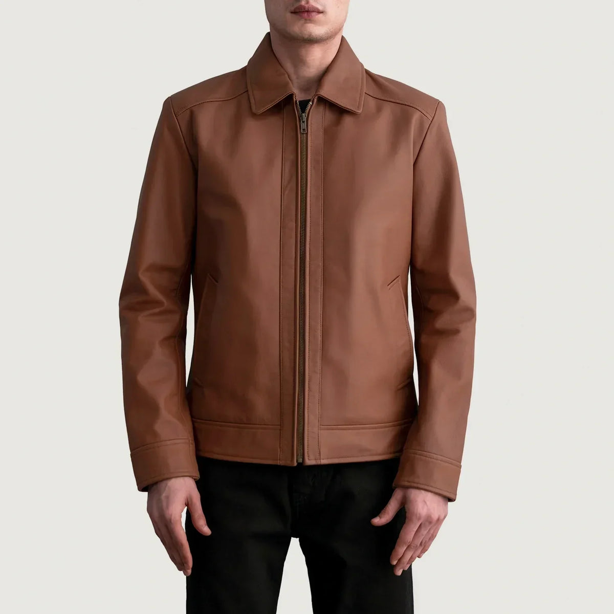Inferno Matte Brown Leather Jacket - men's jacket in brown premium leather, view 3