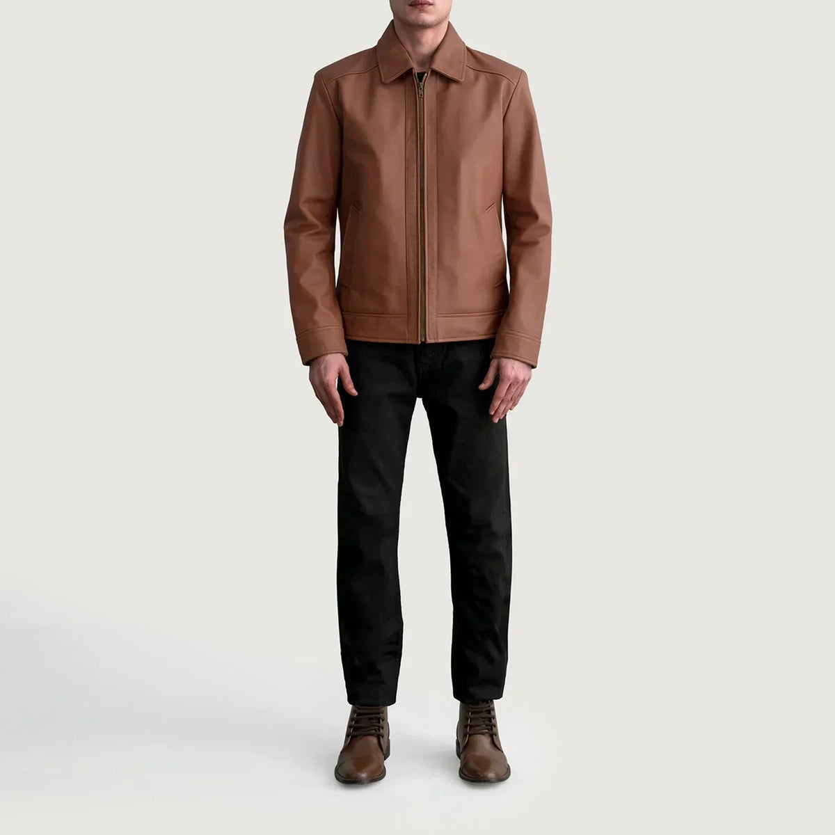 Inferno Matte Brown Leather Jacket - men's jacket in brown premium leather, view 4