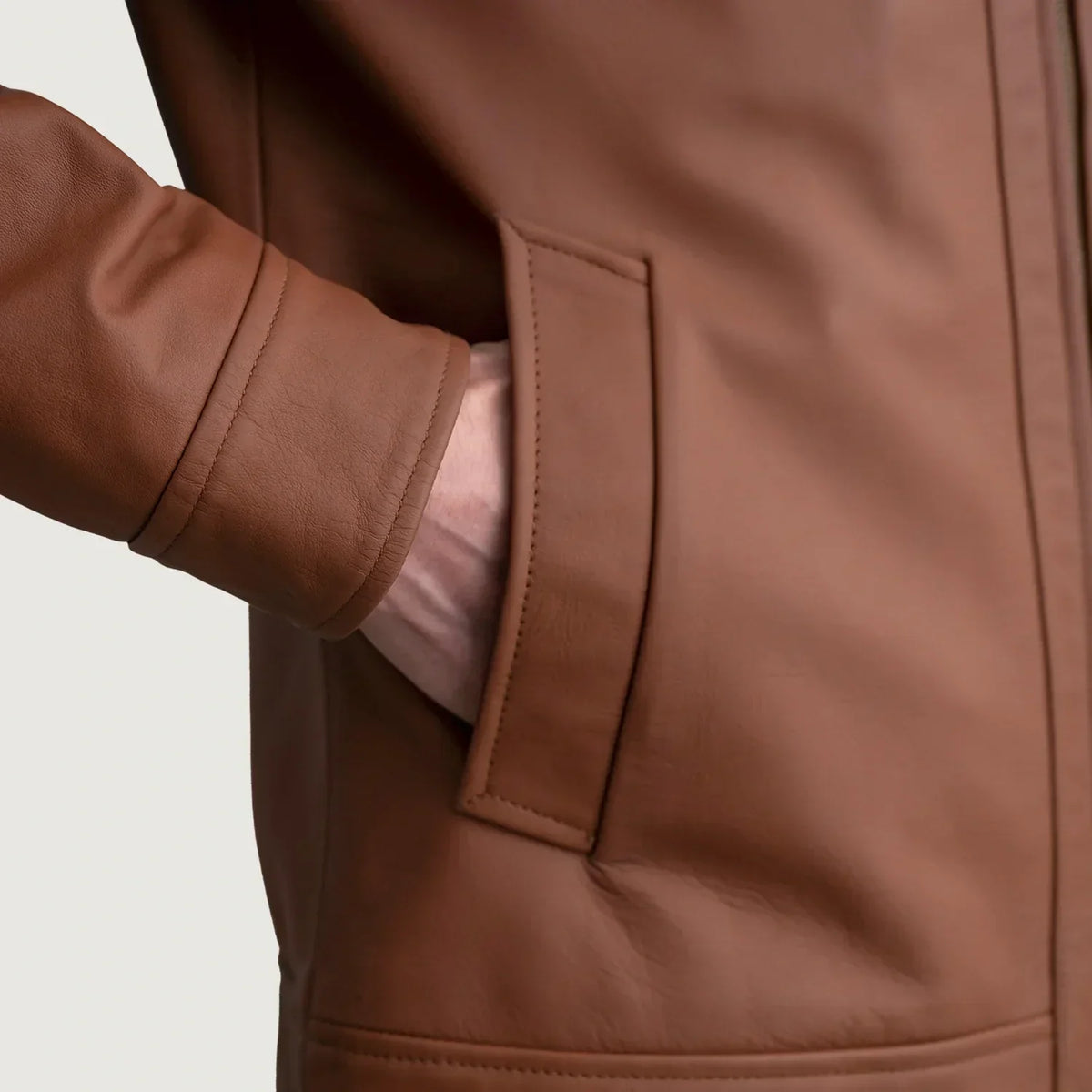 Inferno Matte Brown Leather Jacket - men's jacket in brown premium leather, view 5