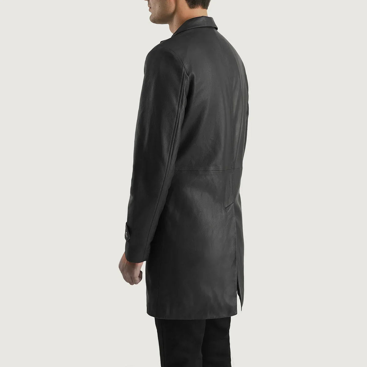 Infinity Black Leather Coat - men's coat in black sheepskin leather, view 5