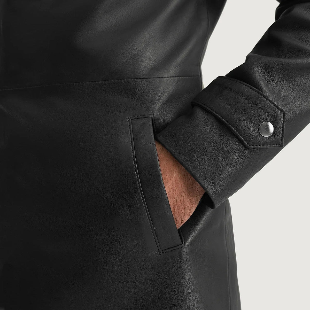 Infinity Black Leather Coat - men's coat in black sheepskin leather, view 6