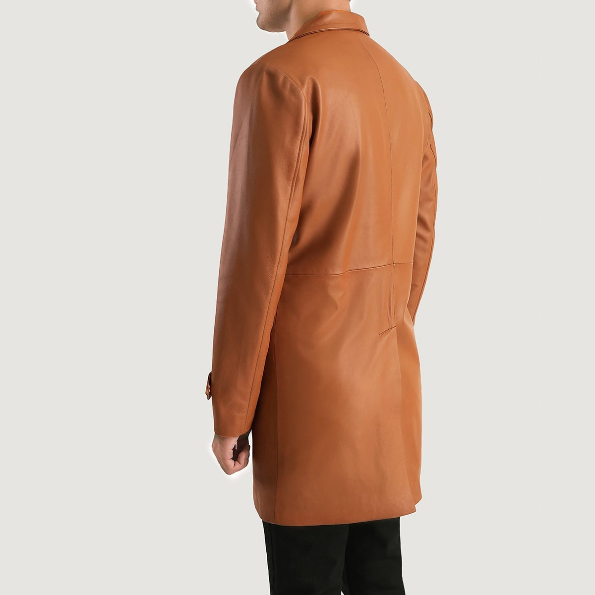 Infinity Tan Brown Leather Coat - men's coat in brown & tan sheepskin leather, view 5