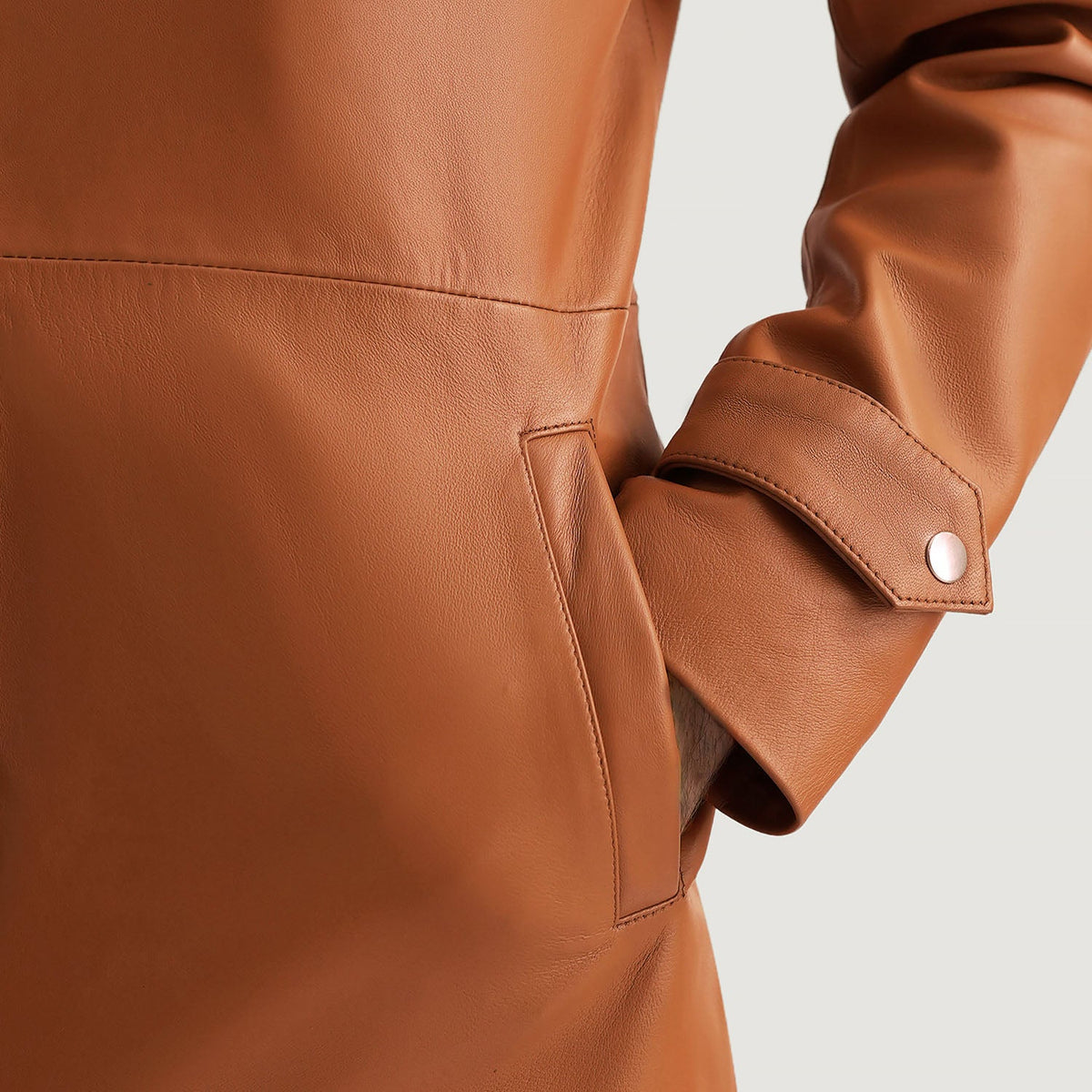 Infinity Tan Brown Leather Coat - men's coat in brown & tan sheepskin leather, view 6