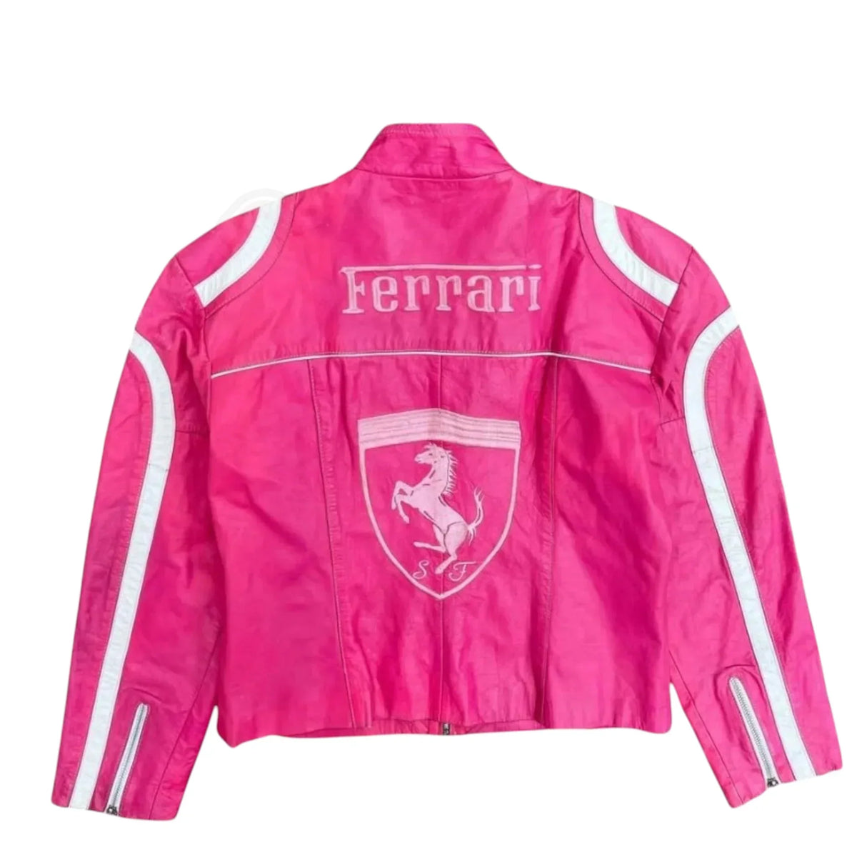 Brex Pink Ferrari Vintage Racing Leather Jacket – Premium F1 Edition - racing jacket, view 2 | Brex International