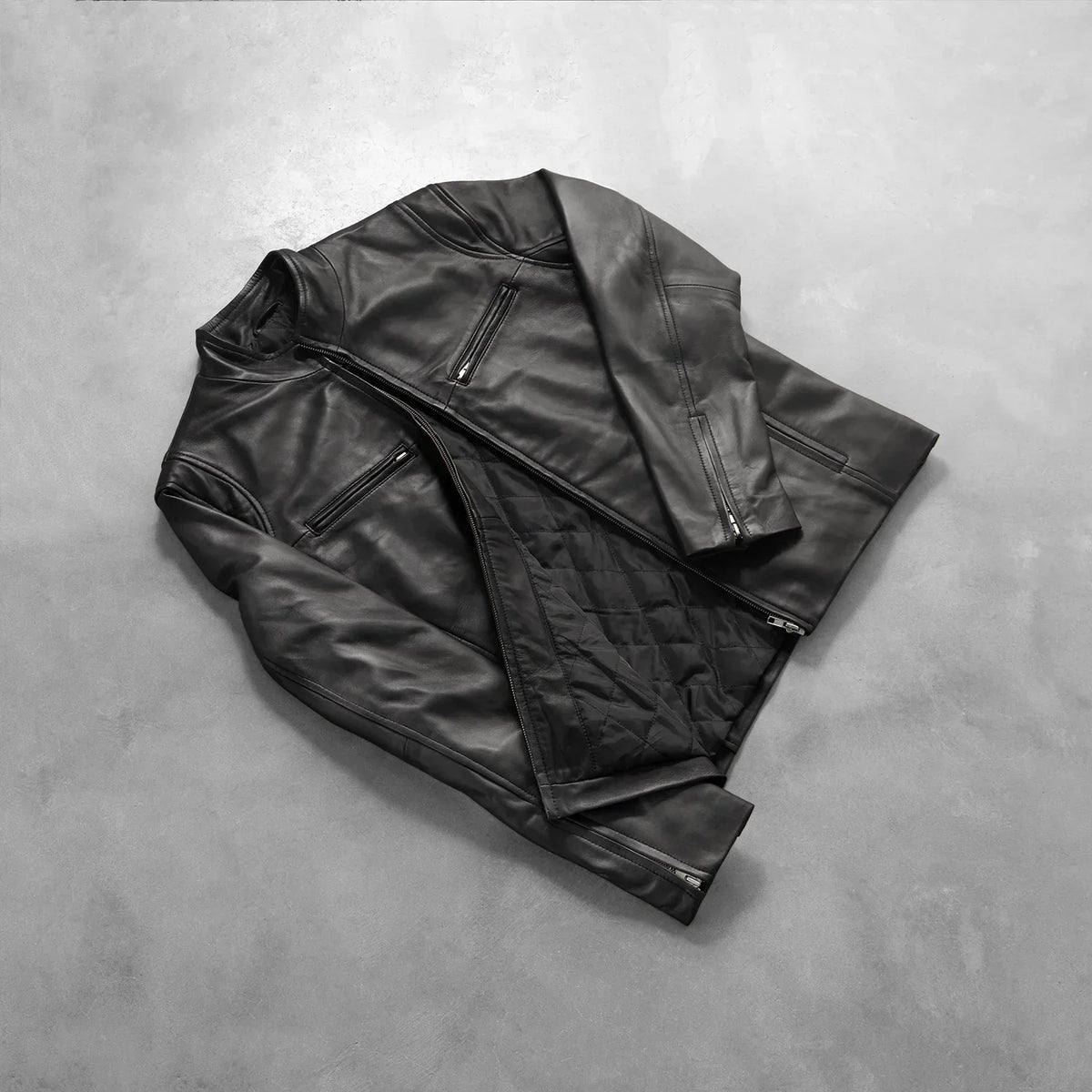 Ionic Black Leather Jacket - men's jacket in black sheepskin leather, view 8