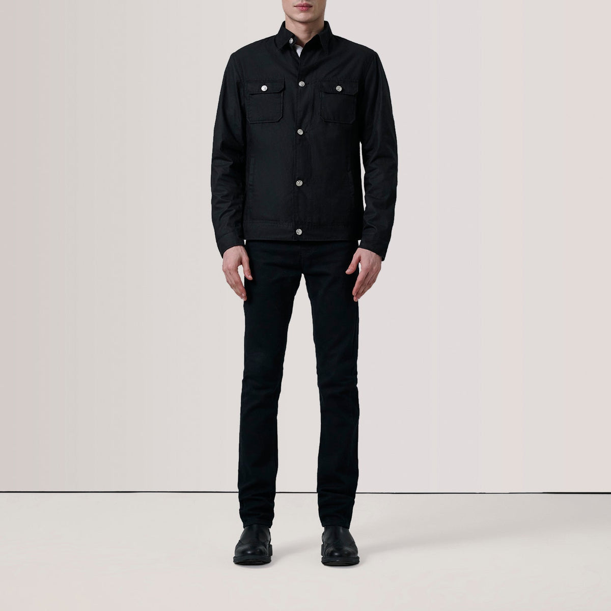 Irwin Black Waxed Canvas Field Jacket - men's jacket in black premium leather, view 2