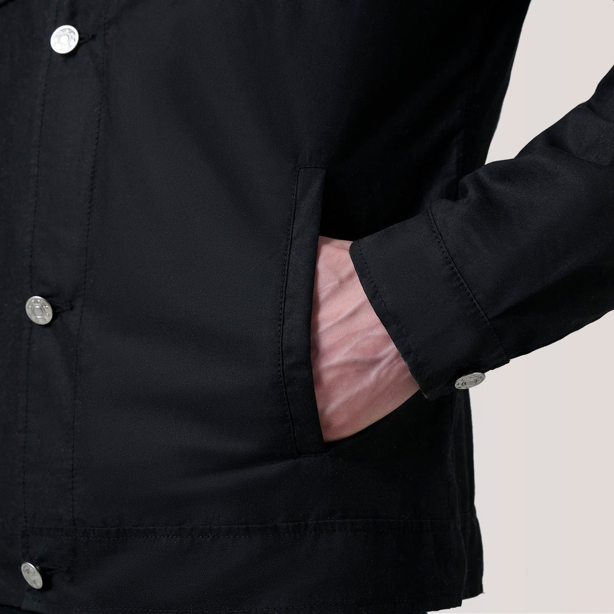 Irwin Black Waxed Canvas Field Jacket - men's jacket in black premium leather, view 6