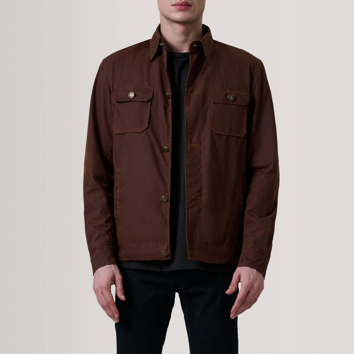 Irwin Brown Waxed Canvas Field Jacket - men's jacket in brown waxed canvas, view 1