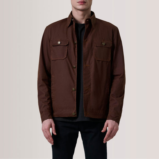 Irwin Brown Waxed Canvas Field Jacket - men's jacket in brown waxed canvas, view 1