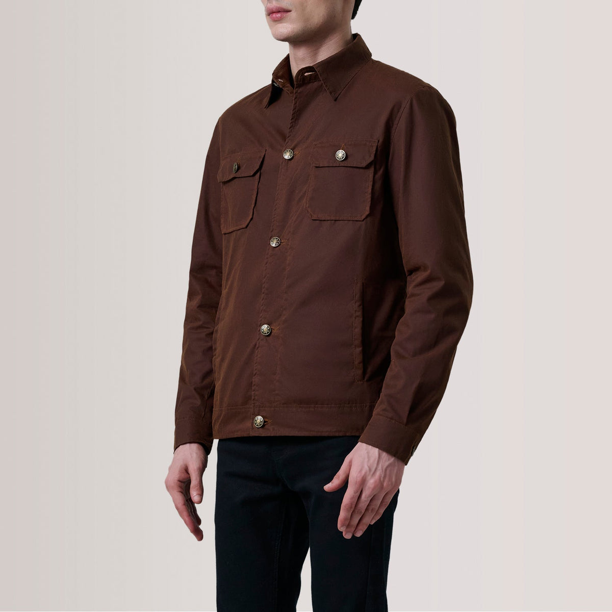 Irwin Brown Waxed Canvas Field Jacket - men's jacket in brown waxed canvas, view 3