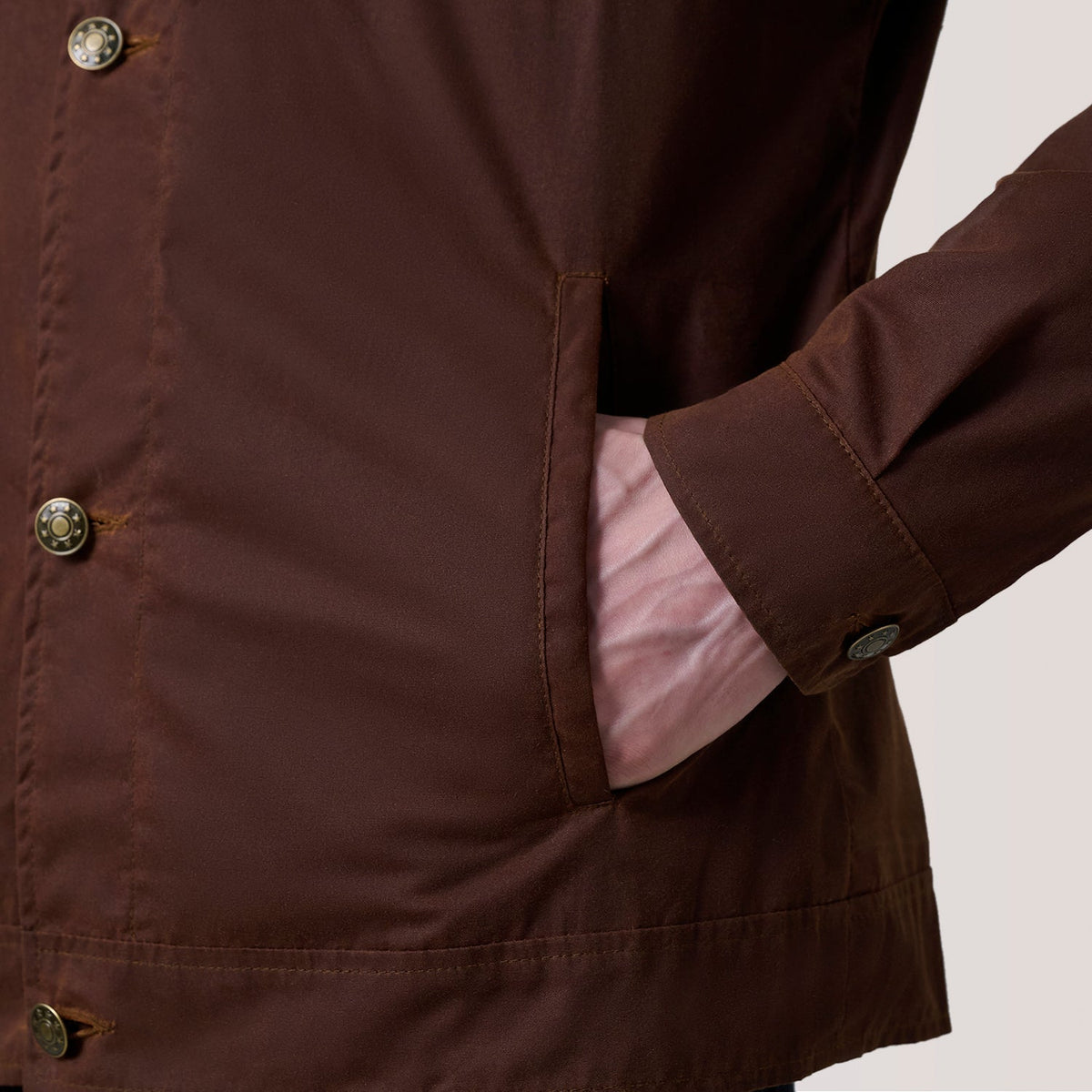 Irwin Brown Waxed Canvas Field Jacket - men's jacket in brown waxed canvas, view 6