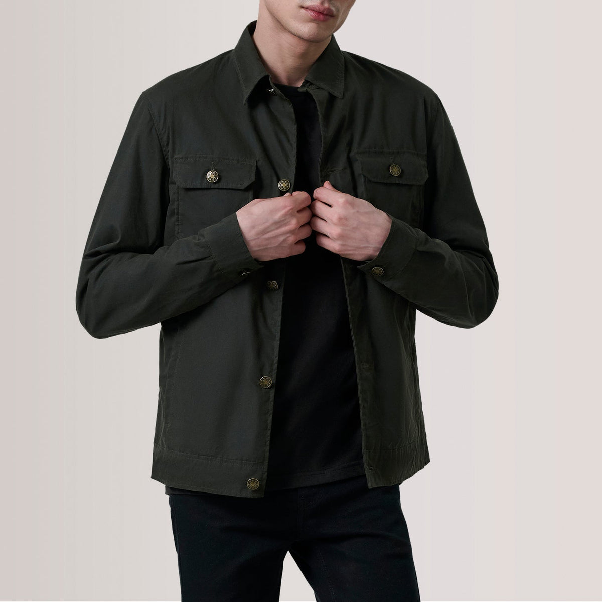 Irwin Olive Waxed Canvas Field Jacket - men's jacket in olive waxed canvas, view 1