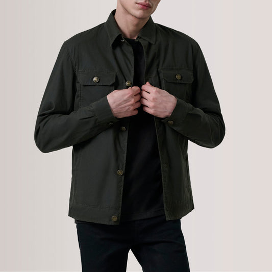 Irwin Olive Waxed Canvas Field Jacket - men's jacket in olive waxed canvas, view 1