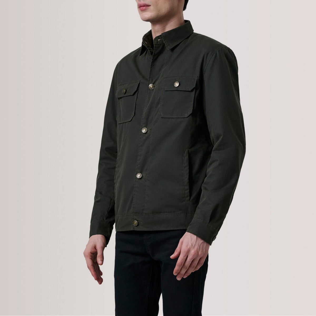 Irwin Olive Waxed Canvas Field Jacket - men's jacket in olive waxed canvas, view 3
