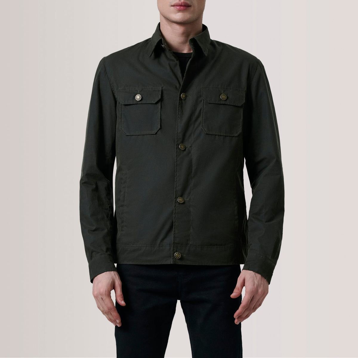 Irwin Olive Waxed Canvas Field Jacket - men's jacket in olive waxed canvas, view 5