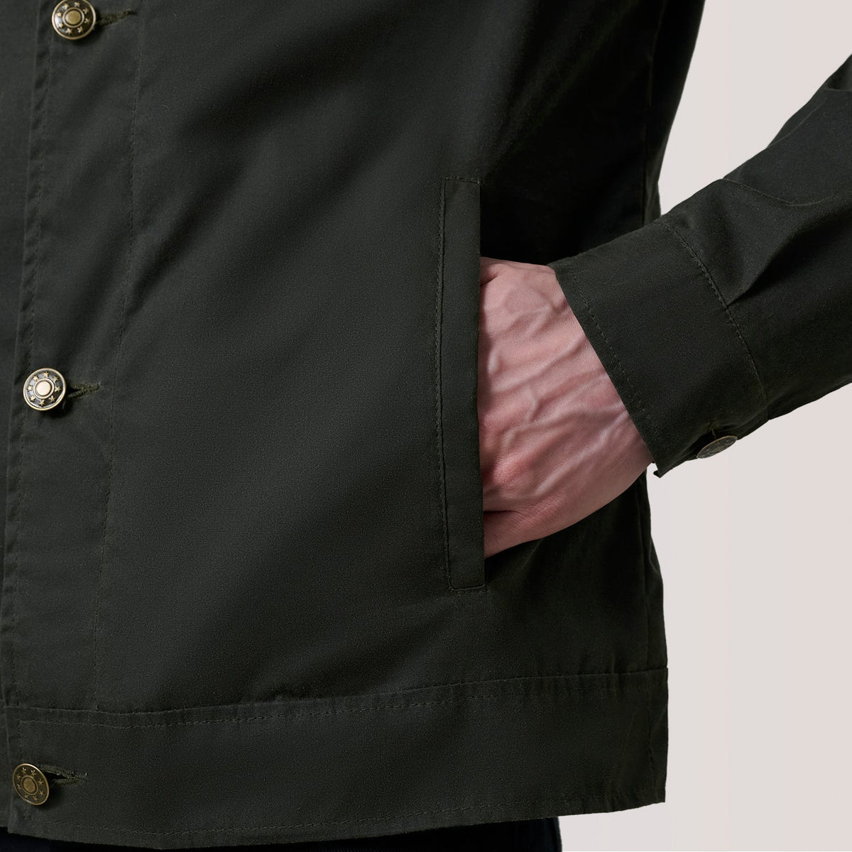 Irwin Olive Waxed Canvas Field Jacket - men's jacket in olive waxed canvas, view 6