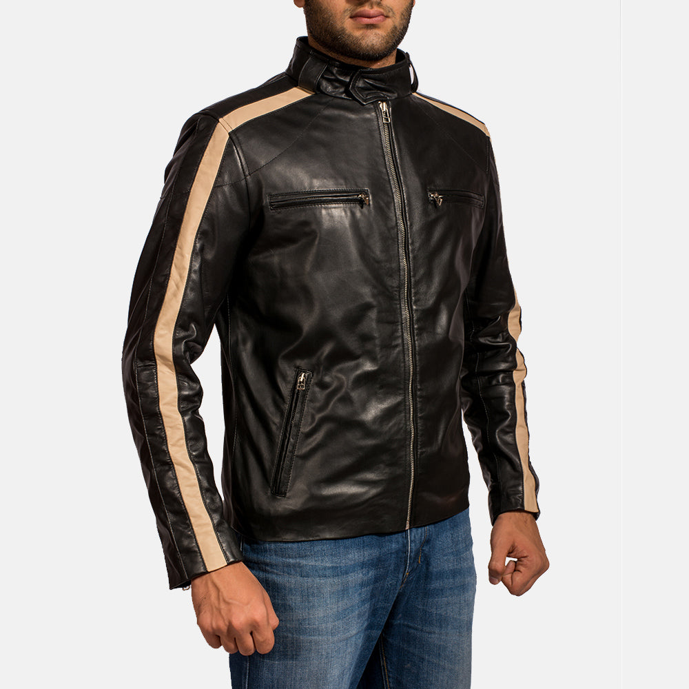 Jack Black Leather Biker Jacket - men's jacket in black sheepskin leather, view 4