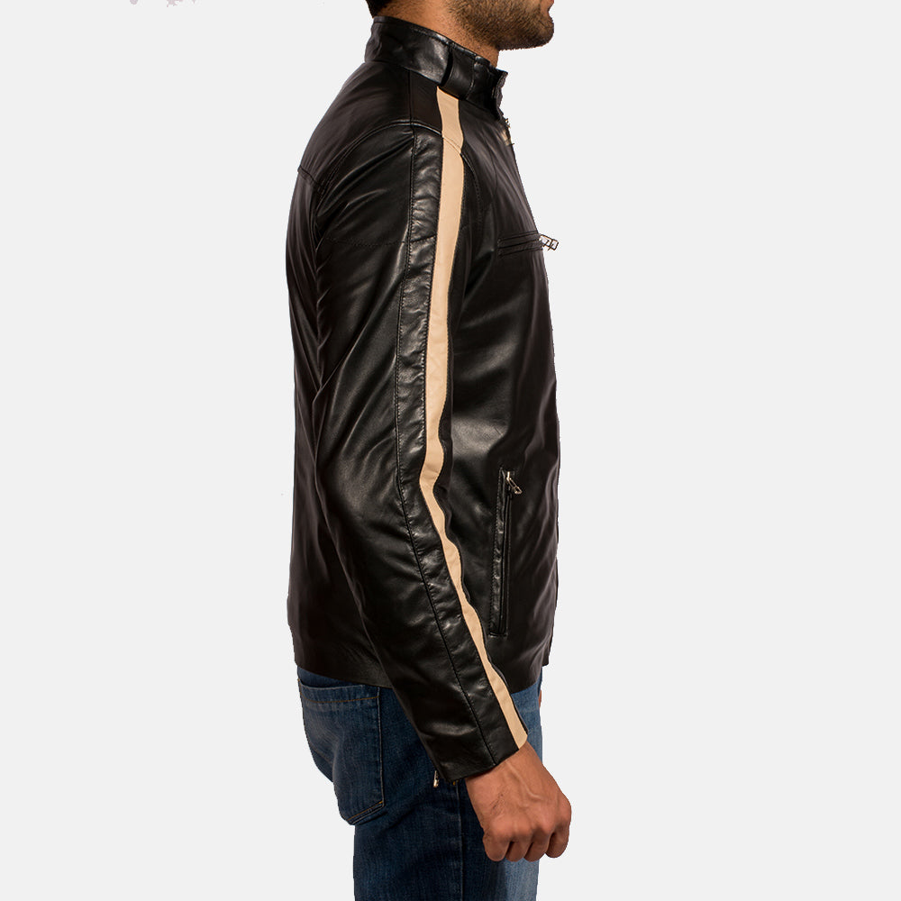 Jack Black Leather Biker Jacket - men's jacket in black sheepskin leather, view 5