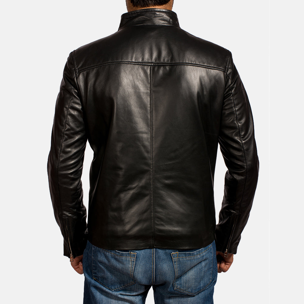Jack Black Leather Biker Jacket - men's jacket in black sheepskin leather, view 6