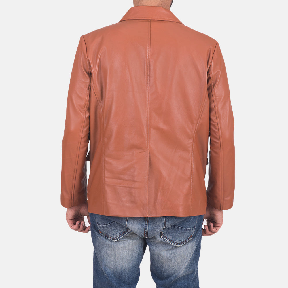 James Tan Brown Leather Blazer - men's blazer in tan brown sheepskin leather, view 6