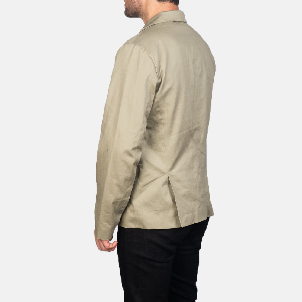 Kajetan Beige Safari Jacket - men's jacket in beige nylon-polyester fabric, view 5