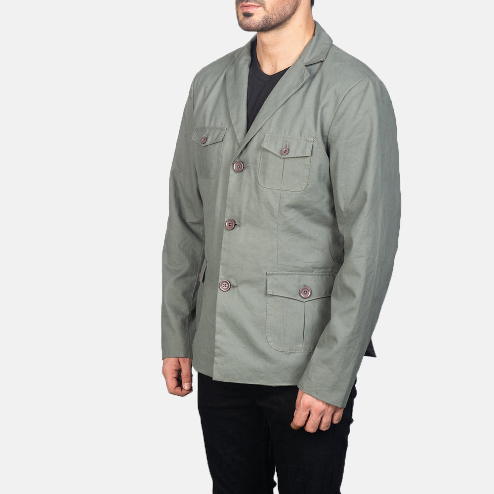Kajetan Grey Safari Jacket - men's jacket in grey nylon-polyester fabric, view 2