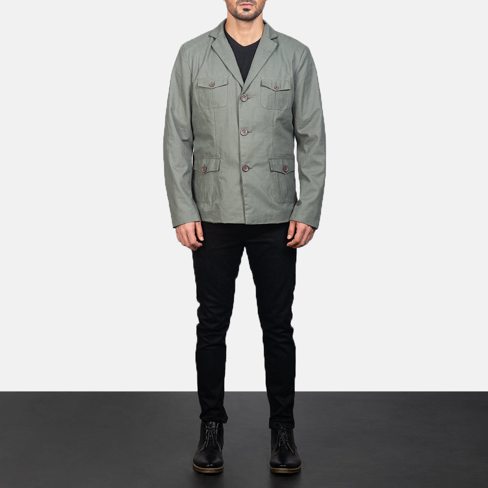Kajetan Grey Safari Jacket - men's jacket in grey nylon-polyester fabric, view 3