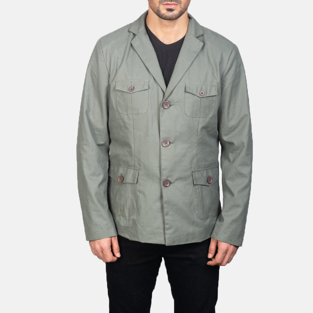 Kajetan Grey Safari Jacket - men's jacket in grey nylon-polyester fabric, view 4