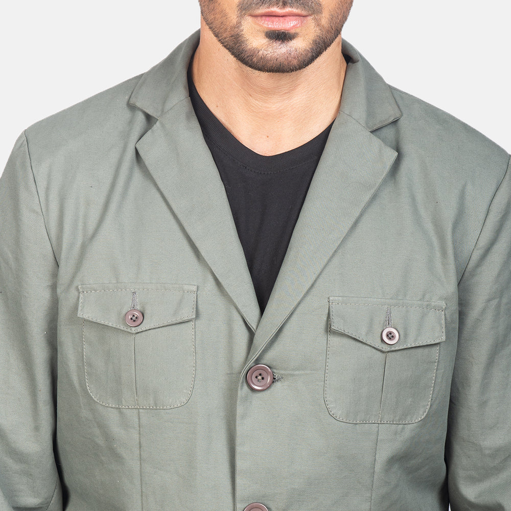 Kajetan Grey Safari Jacket - men's jacket in grey nylon-polyester fabric, view 6