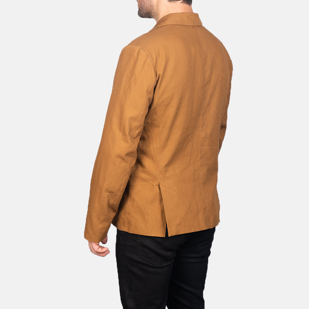 Kajetan Khaki Safari Jacket - men's jacket in khaki nylon-polyester fabric, view 5