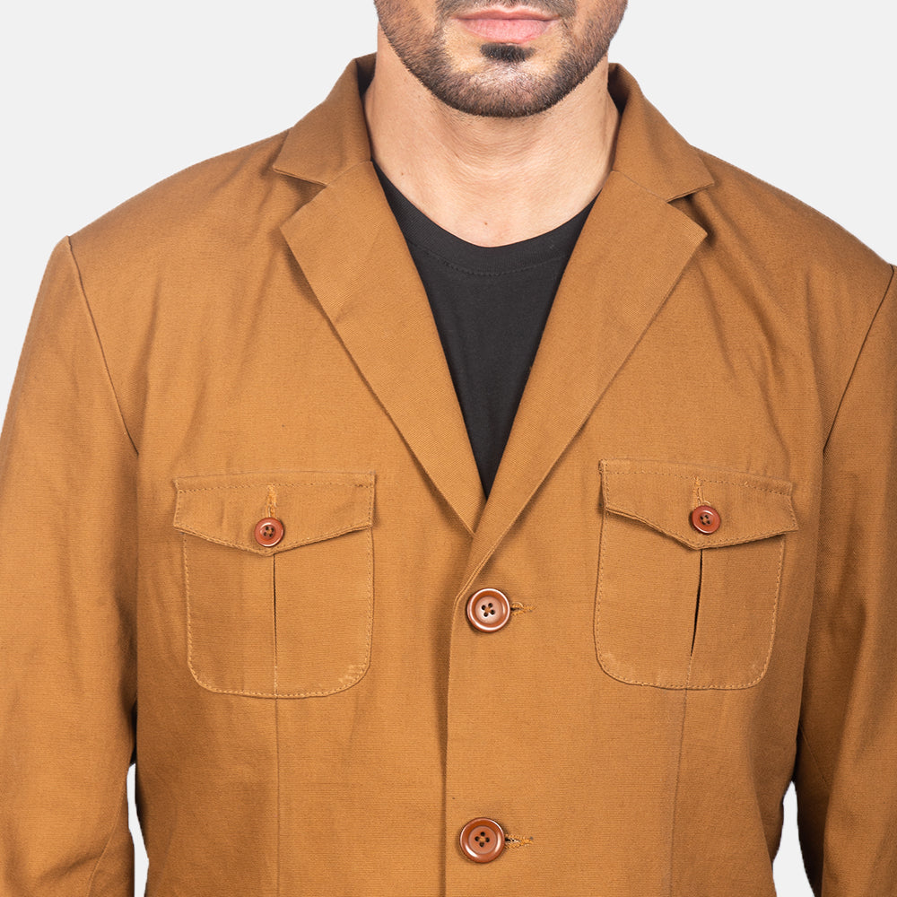 Kajetan Khaki Safari Jacket - men's jacket in khaki nylon-polyester fabric, view 6