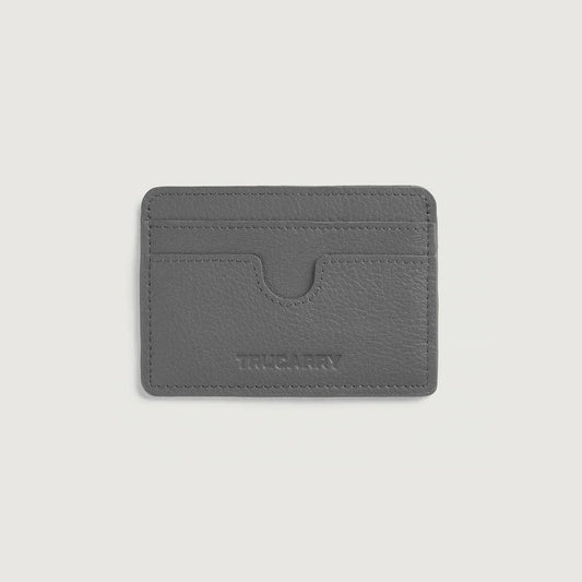 Brex Karl Grey Leather Card Holder - grey leather card holder, view 1