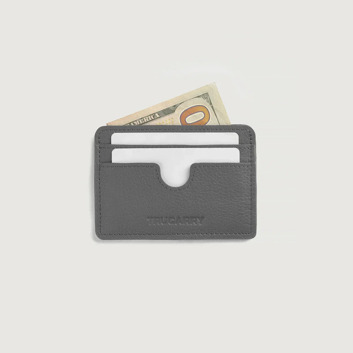 Brex Karl Grey Leather Card Holder - grey leather card holder, view 4