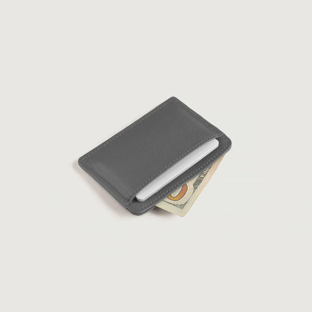 Brex Karl Grey Leather Card Holder - grey leather card holder, view 5