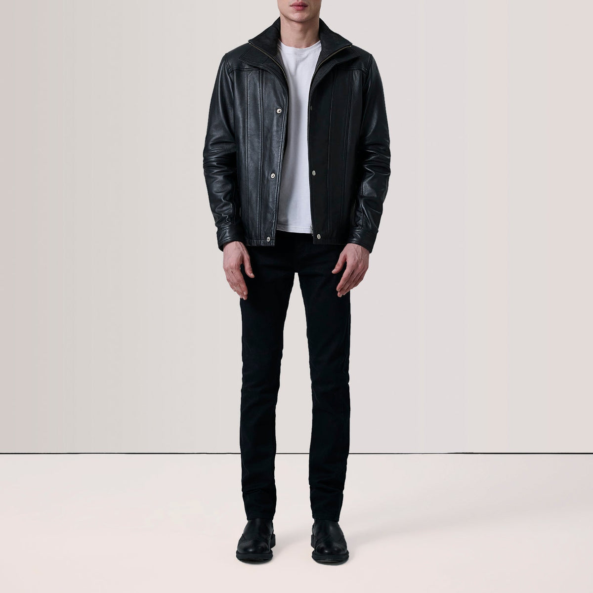 Klen Black Classic Jacket - men's jacket in black premium leather, view 2