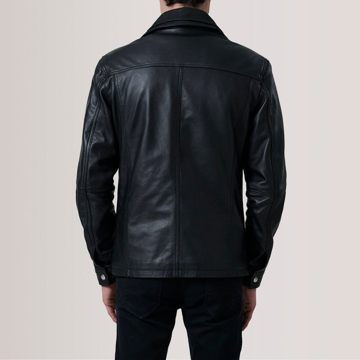 Klen Black Classic Jacket - men's jacket in black premium leather, view 4