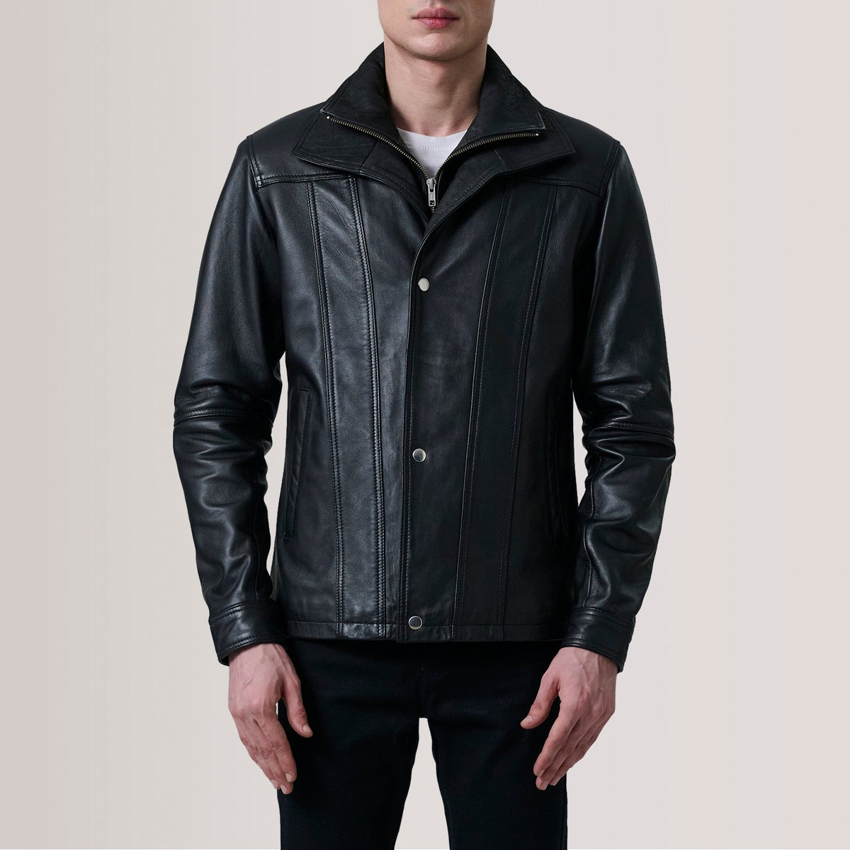 Klen Black Classic Jacket - men's jacket in black premium leather, view 5