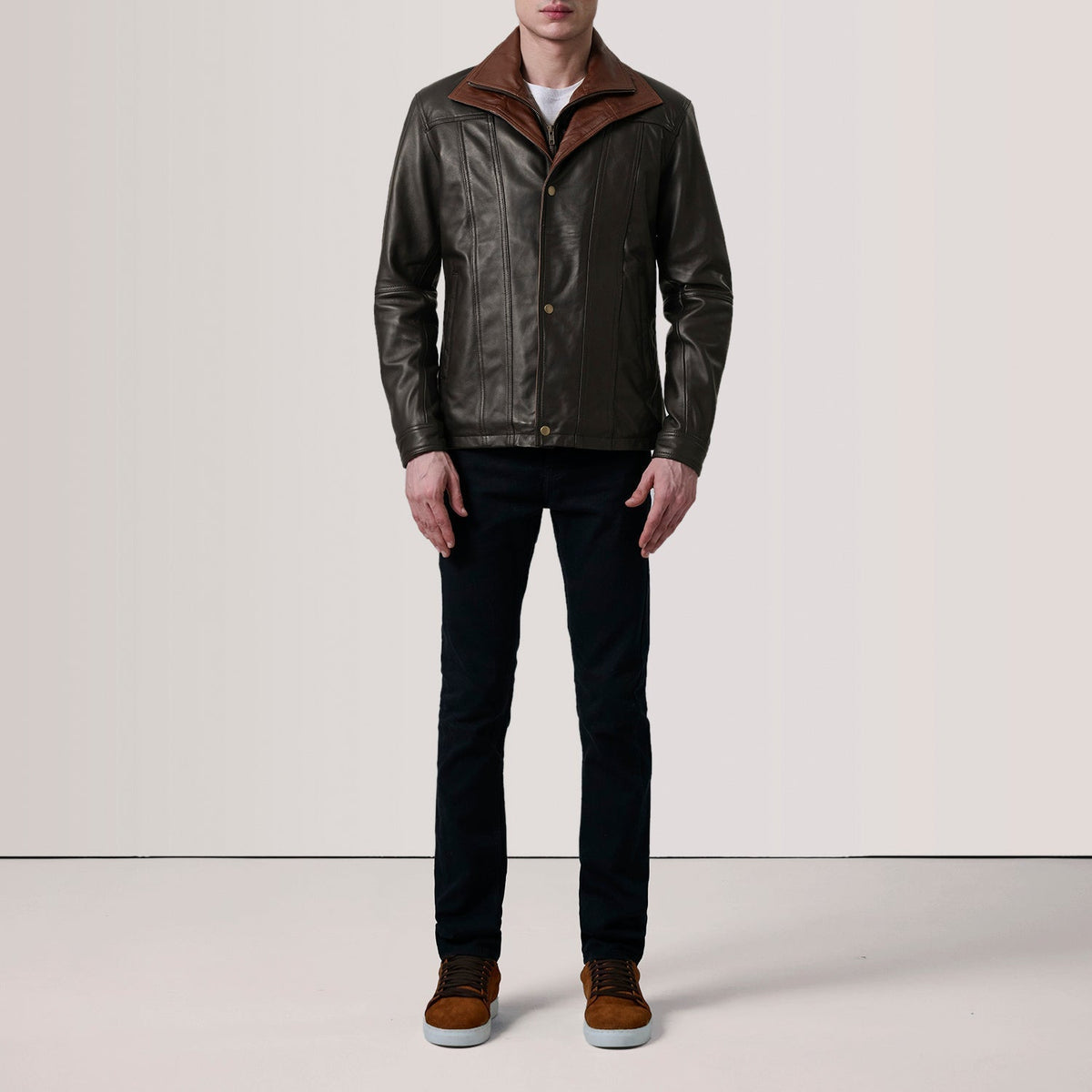 Klen Brown Classic Jacket - men's jacket in brown premium leather, view 2