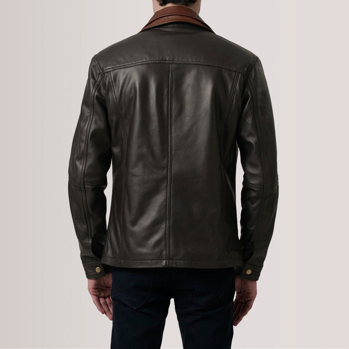 Klen Brown Classic Jacket - men's jacket in brown premium leather, view 4