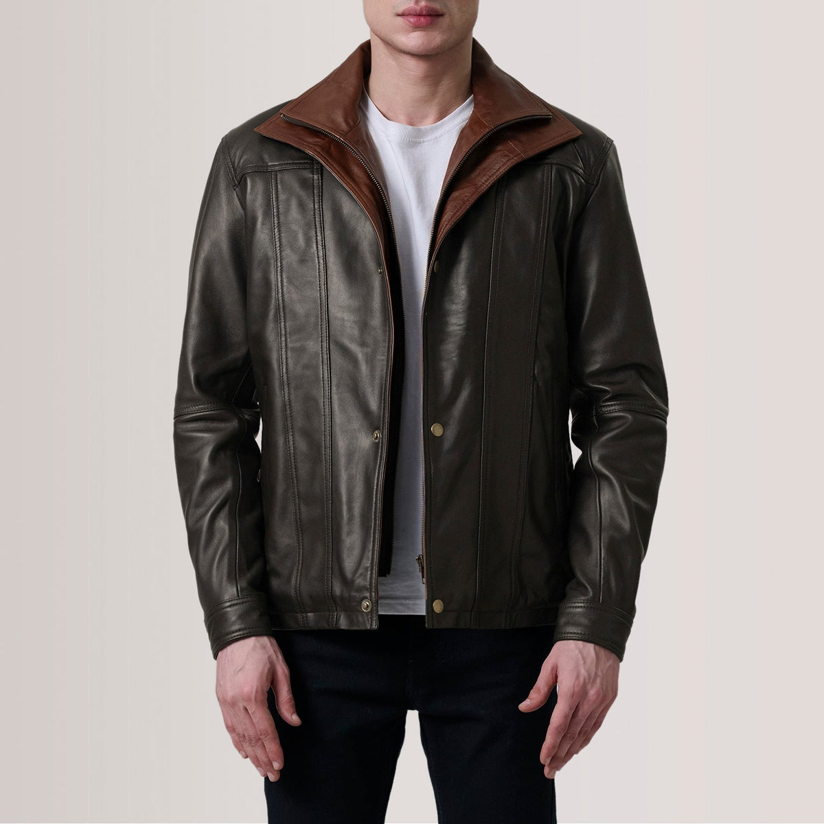 Klen Brown Classic Jacket - men's jacket in brown premium leather, view 5
