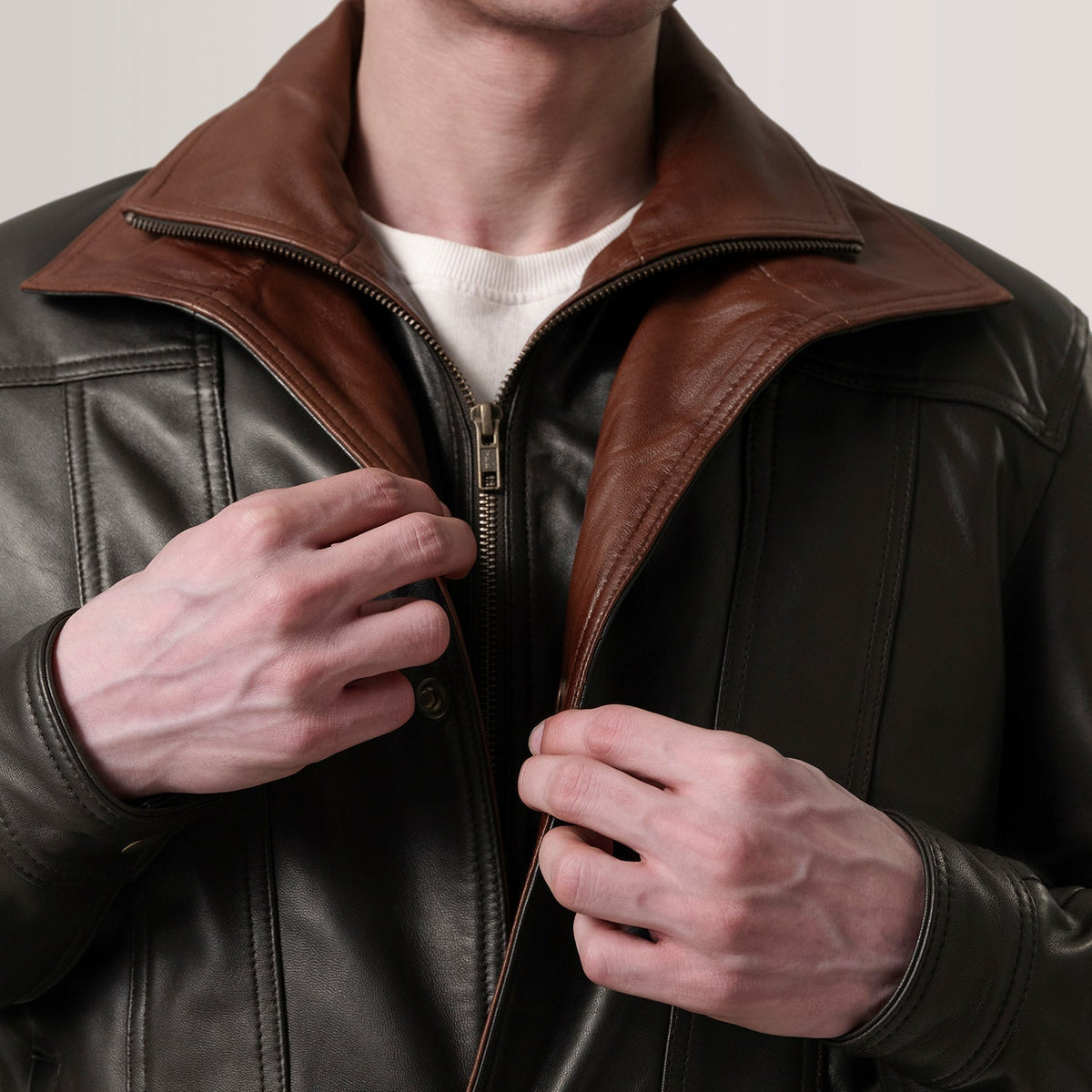 Klen Brown Classic Jacket - men's jacket in brown premium leather, view 6