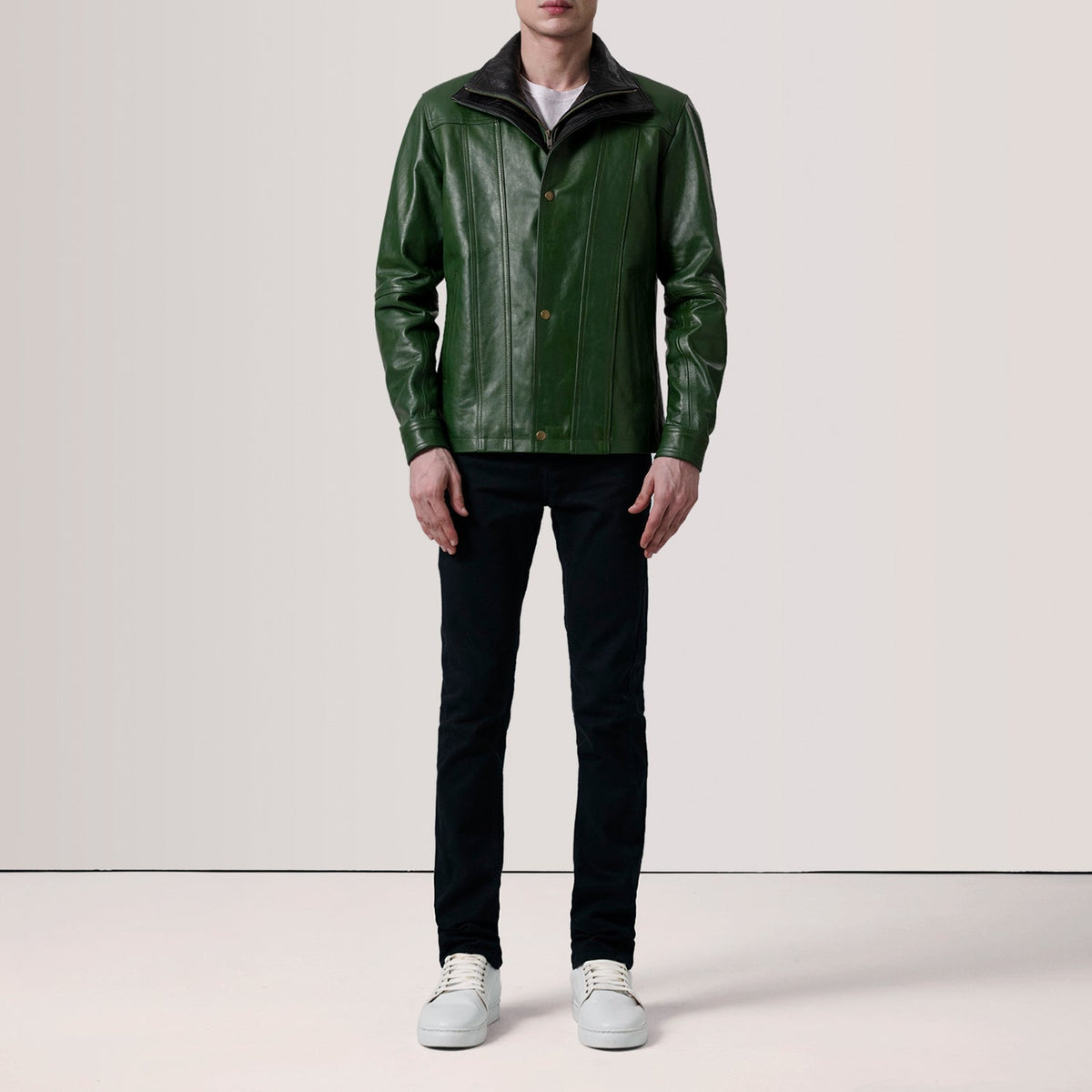 Klen Green Classic Jacket - men's jacket in green premium leather, view 2